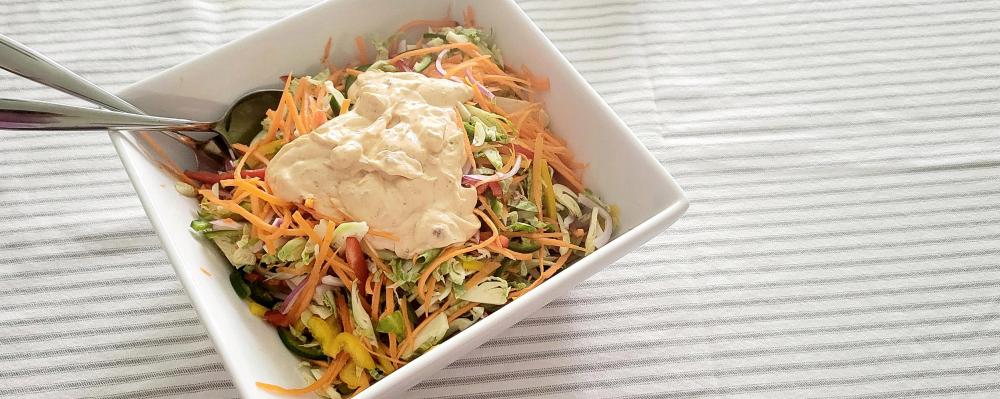 Brussel Sprout Slaw with Chipotle Ranch Dressing