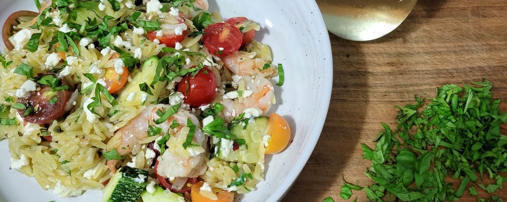 Garden Orzo with Shrimp